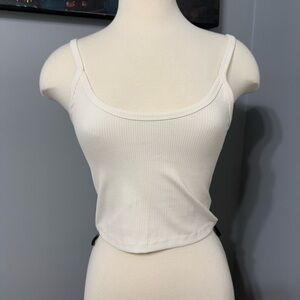 Forever 21 White Ribbed Knit Cami Tank Top